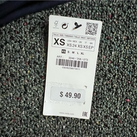 ZARA Blue & Black Color-block Small Pleated Stretch Knee-Length Midi Skirt Sz XS - Picture 13 of 16